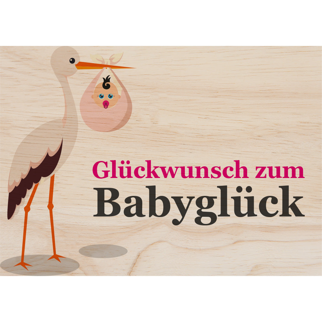 Woodcardz - Babyglück Storch