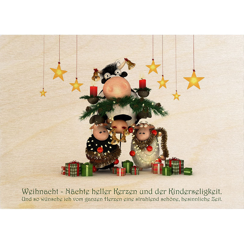 Woodcardz - Weihnachten Schaf und Kuh