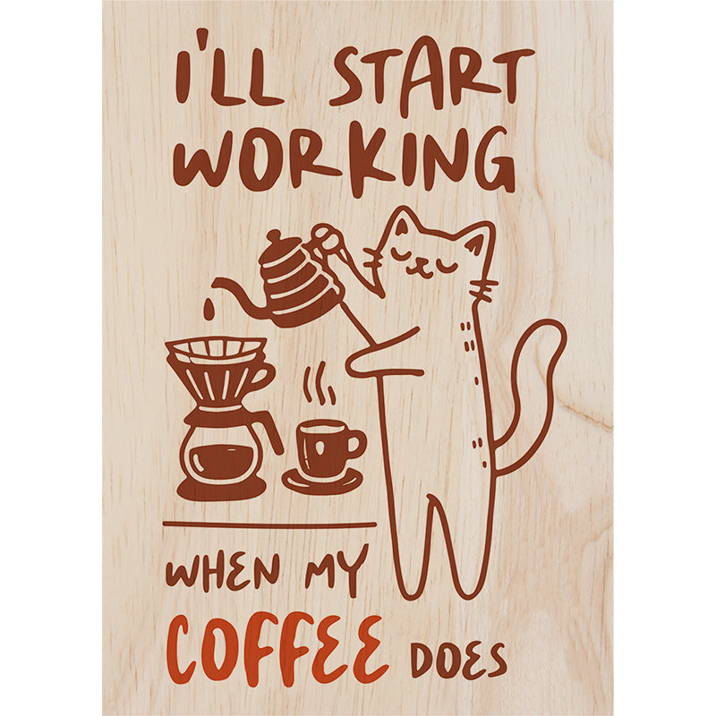 Woodcardz - Coffee start cat
