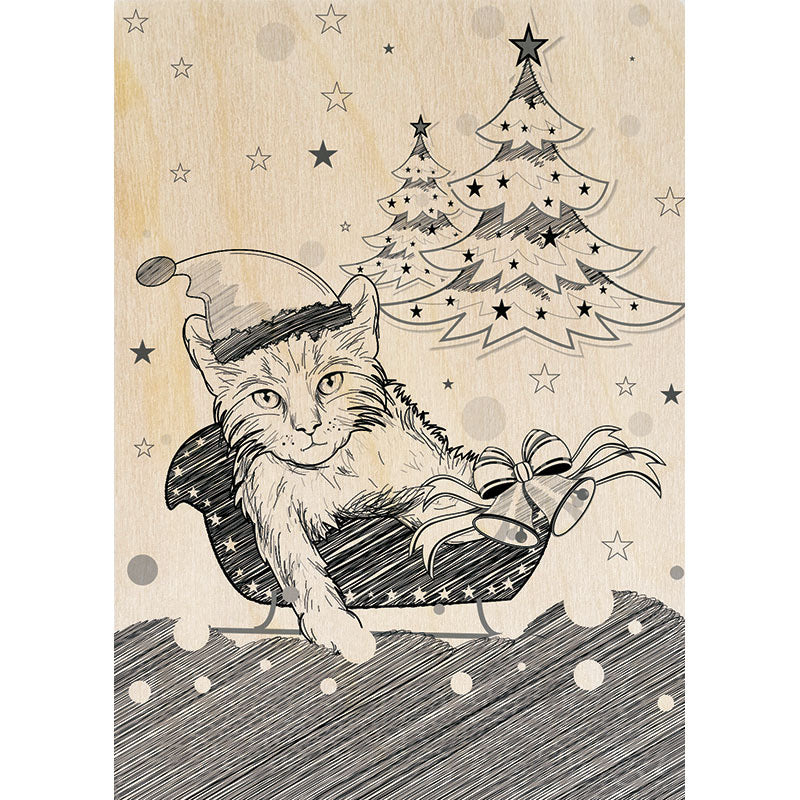 Woodcardz - Weihnachten Katze Bleistift
